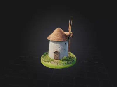 Cartoon Windmill Low-poly 3D model purchase