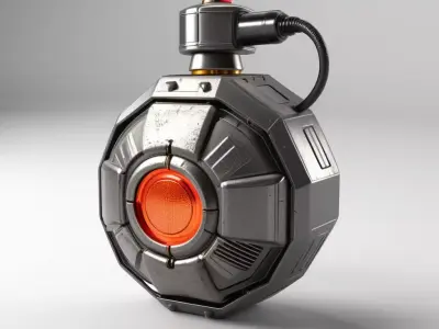 Futuristic Grenade with Arming Switch 3D model