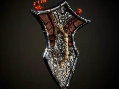 Stylized Warrior Shield GameReady Free low-poly 3D model
