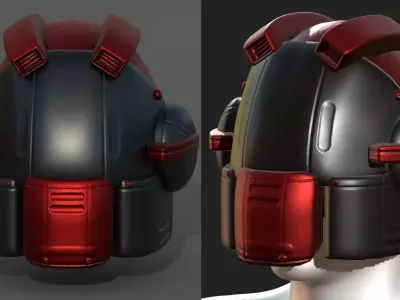 Helmet scifi military combat 3d model low poly  Low-poly 3D model 2