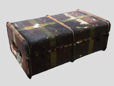 Vintage Wood Chest Low-poly 3D model