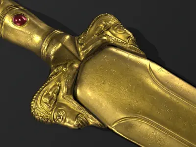 Golden Dagger Low-poly 3D model
