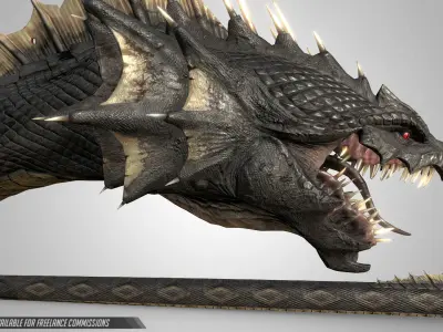Snake dragon Low-poly 3D model