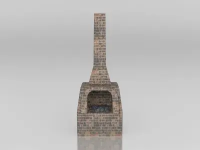 Medieval Brick Furnace Low-poly 3D model