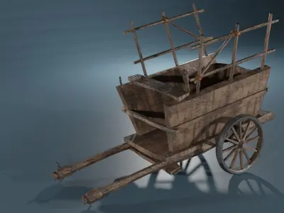 Medieval Farm Cart Low-poly 3D model
