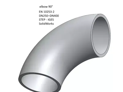 EN10253 Pipe Elbow 90 Long Radius DN250-DN400 CAD Library 3D model