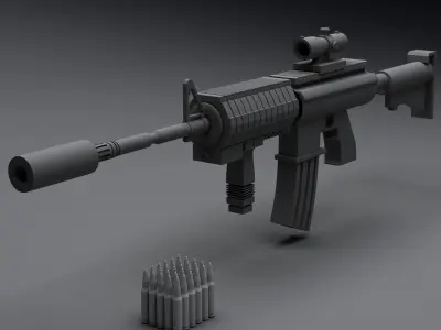 M416 Weapon Low-poly 3D model