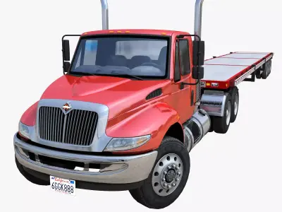International Durastar flatbed trailer Low-poly 3D model
