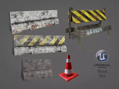 Traffic Barriers Low-poly 3D model purchase