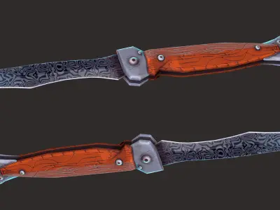 Damascus Knife - Game Ready -  Free low-poly 3D model
