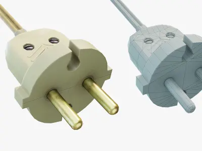 Electrical Plug Type C Old Low-poly 3D model