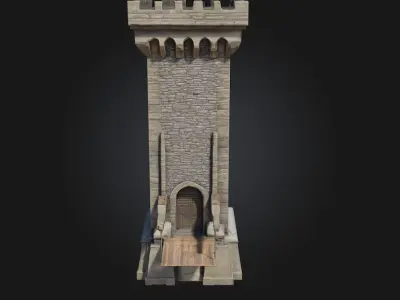 Medieval Tower Gatehouse  Stronghold Entry with Tactical  3D model