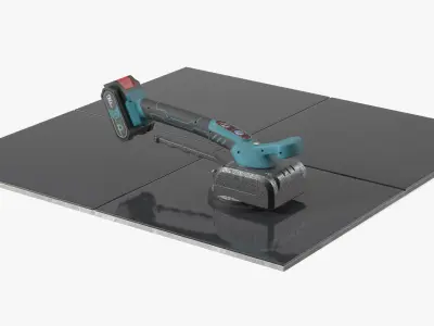 Cordless Tile Vibrator on Black Ceramic Tiles 3D model