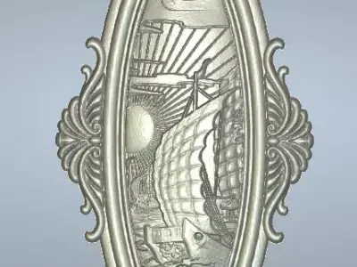 Ship 3D Relief CNC Carving Pendant Medallion Plaque Wall Art 3D print model