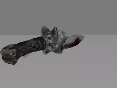 Bull Terrier Head Survival Knife 3D Model DVL 3D Studio  Low-poly 3D model
