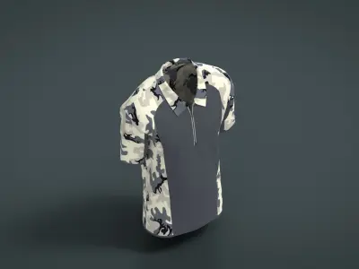 Military Outfit - T-shirt Low-poly 3D model 6
