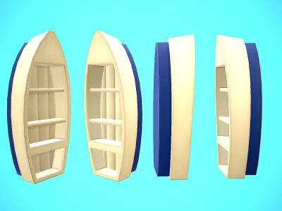 WALL BOAT FURNITURE CARTOON STYLIZED Low-poly 3D model