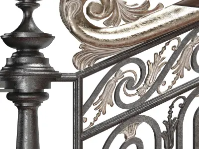 staircase 2 ornate with carpet 3D model