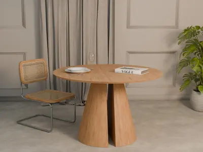 Round Wooden Table  Free low-poly 3D model