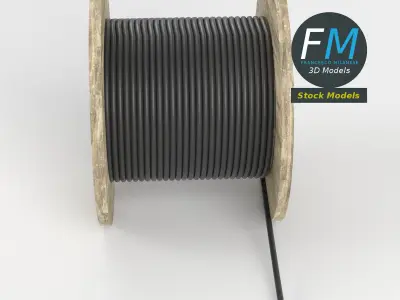 Wooden coil of electric cable 3D model