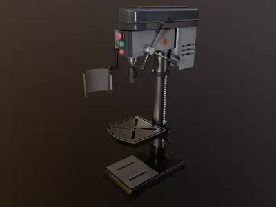 Industrial Machine Lathe Clean and Dirty Textures Low-poly 3D model