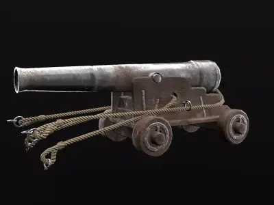 Low poly 3D model of an 18th century naval cannon Low-poly 3D model
