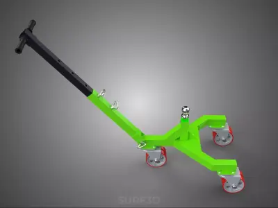 BOAT TROLLEY TRAILER CART DOLLY JACK BALL HITCH WHEEL MOVER TOW 3D model
