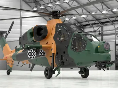 Green T129 ATAK Helicopter  purchase 3D model