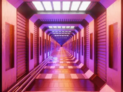 Sci-fi spaceship corridor 3D model