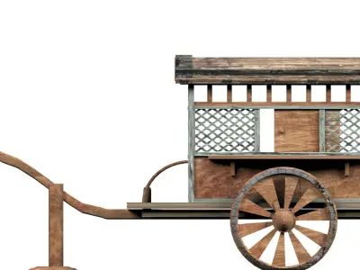 Old Chinese Qin-Han Dynasty Style  Horse Drawn Carriage 3D model