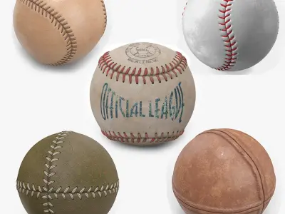 Vintage Baseball Balls Collection 4 3D model
