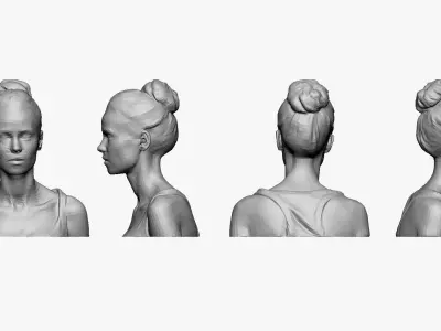 001293 bust of woman in red tank top low poly Low-poly 3D model