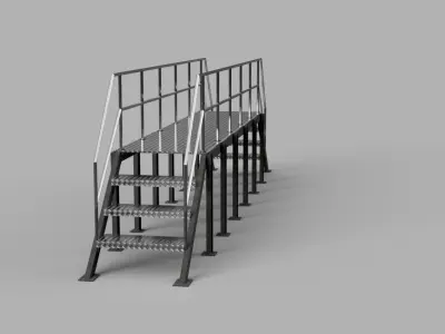 Industrial Elevated Walkway with Stairs 3D print model