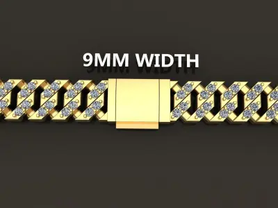 Cuban Diamond Chain Link Box Style 9MM WIDTH 3D print model