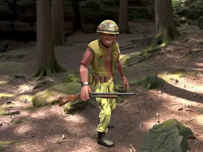 Low Poly Solider - Skinned and Rigged Low-poly 3D model
