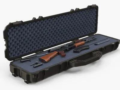  Disassembled AK 47 in Open Waterproof Hard Case 