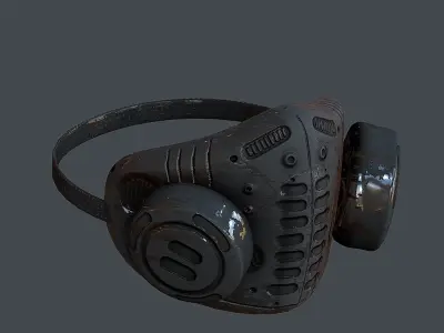 Gas mask helmet 3d model scifi  Low-poly 3D model 9