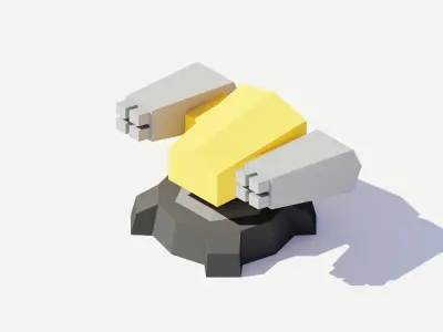 Low Poly Turret Weapons Low-poly 3D model