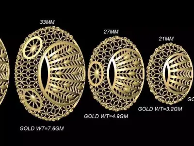 VR-PND2283 gold plated rings with different diameters and thi... 3D print model