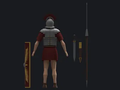 Roman Legionary Cartoon Low-poly 3D model