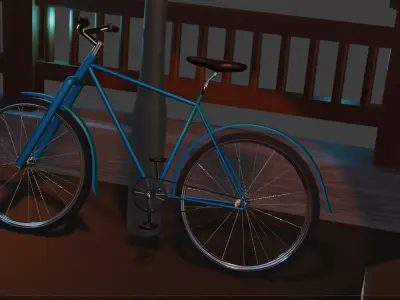 A bicycle glows in the dark with delicate lights 3D model