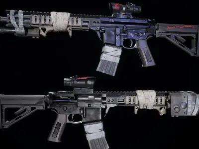 Game Ready Assult Rifle  Customized Low-poly 3D model