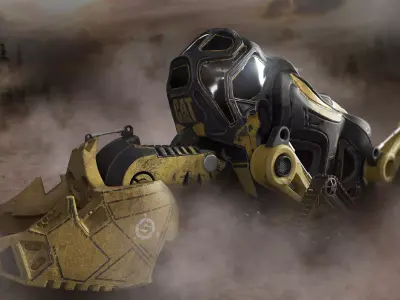 Excavator - CAT - design Low-poly 3D model