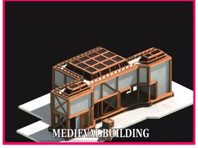 Medieval Low Poly Building Castle Wooden Village Stone House 27 Low-poly 3D model