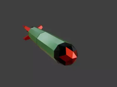 Low poly torpedo with animated propeller Free 3D model