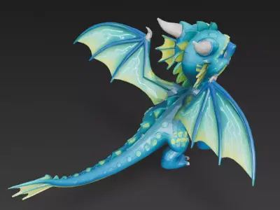 Cartoon Dragons Pack 3D Models Low-poly 3D model