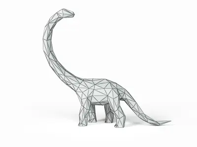 Brachiosaurus Low-poly 3D model silver dinosaur 3D model