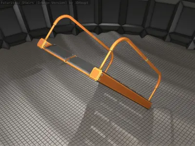 Sci-Fi Stairs - 19 - Orange Version Low-poly 3D model