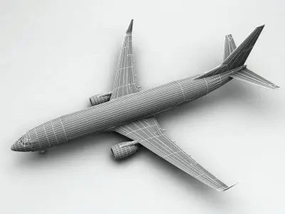 Boeing 737-800 NG Airliner - United Airlines Low-poly 3D model