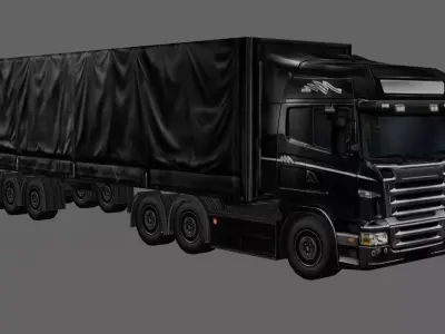 Realistic Heavy  semi  Truck  European Cargo Truck 8x4 Low-poly 3D model